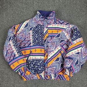 Free People PF Movement Power House Women's Puffer Size L Navy Combo Print New W